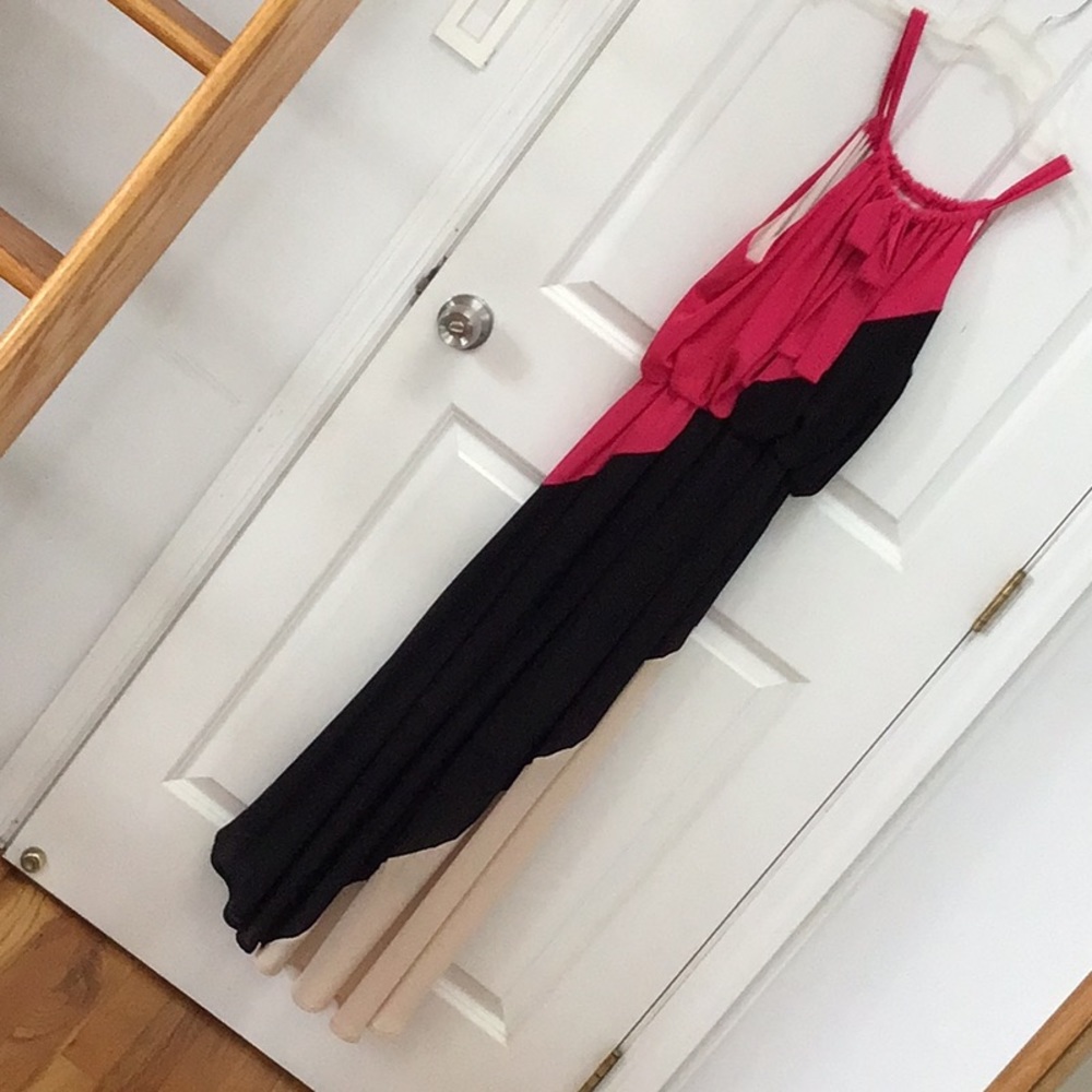 Asymmetric, hi- lo crepe cocktail dress with tie straps Size L - Picture 3 of 6